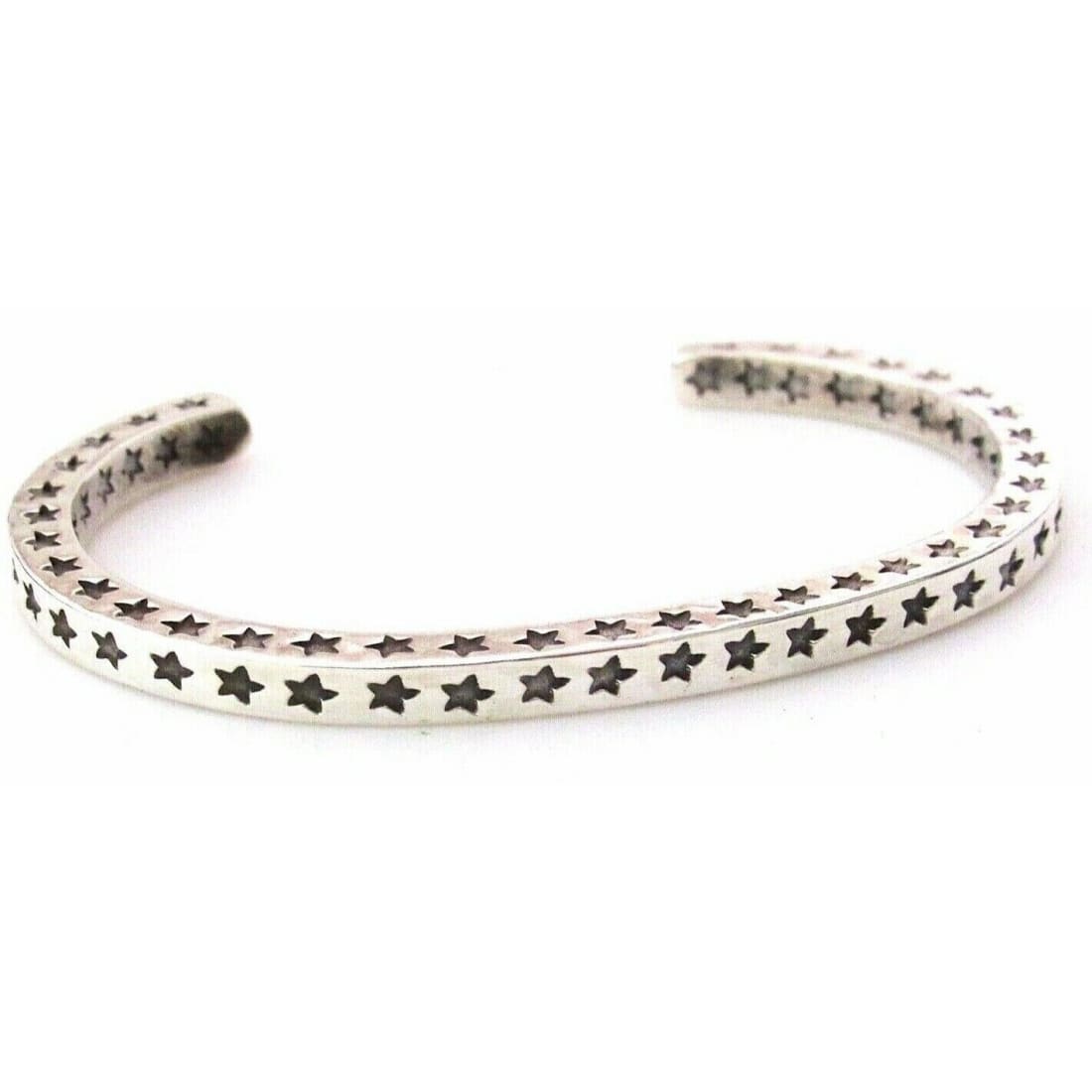 Navajo SUNSHINE REEVES Hand Stamped Star Double Sided Stacker Cuff Bracelet Native American