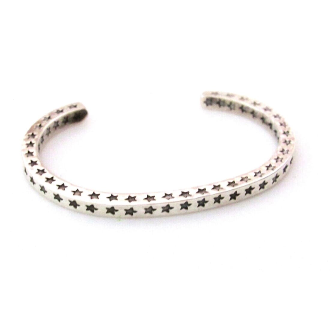 Navajo SUNSHINE REEVES Hand Stamped Star Double Sided Stacker Cuff Bracelet Native American