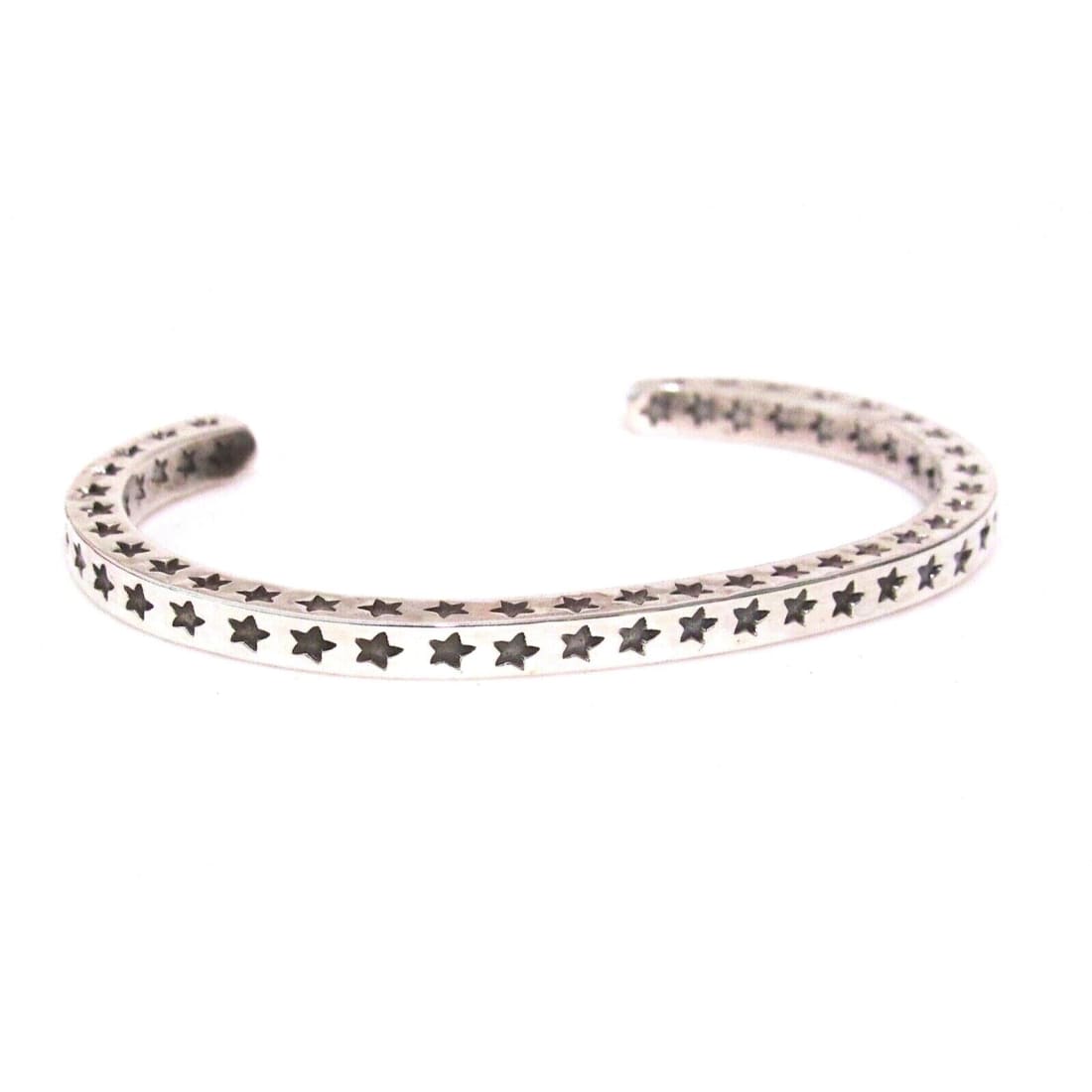 Navajo SUNSHINE REEVES Hand Stamped Star Double Sided Stacker Cuff Bracelet Native American