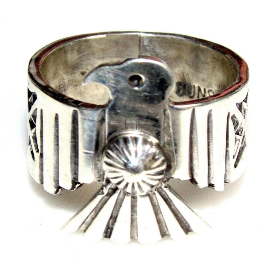 Navajo Sunshine Reeves Thunderbird Ring Size 6.5 Sterling 