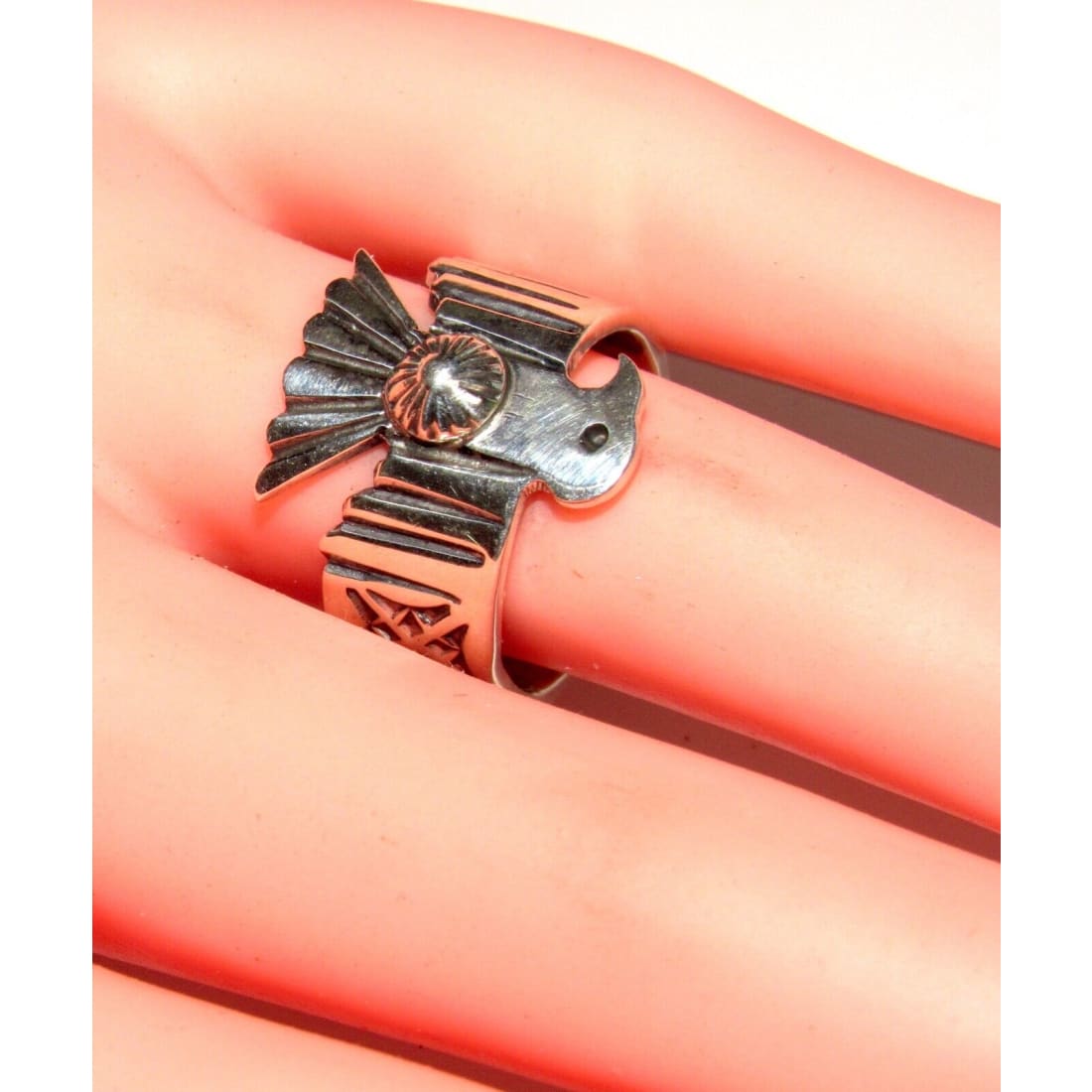Navajo Sunshine Reeves Thunderbird Ring Size 6.5 Sterling 