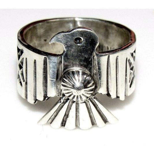 Navajo Sunshine Reeves Thunderbird Ring Size 6.5 Sterling 
