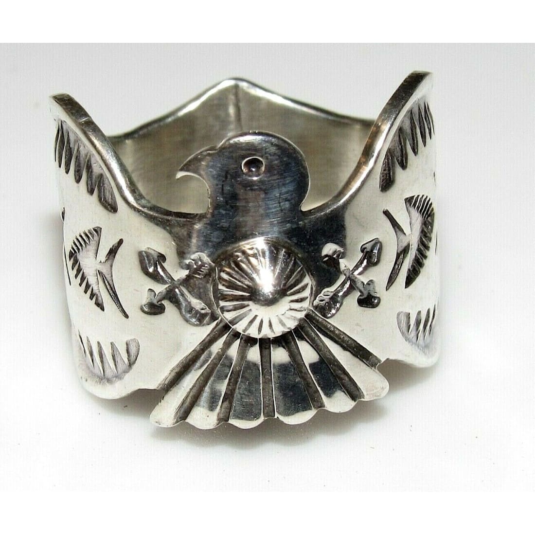 Navajo Sunshine Reeves Thunderbird Ring Size 9.5 Sterling 