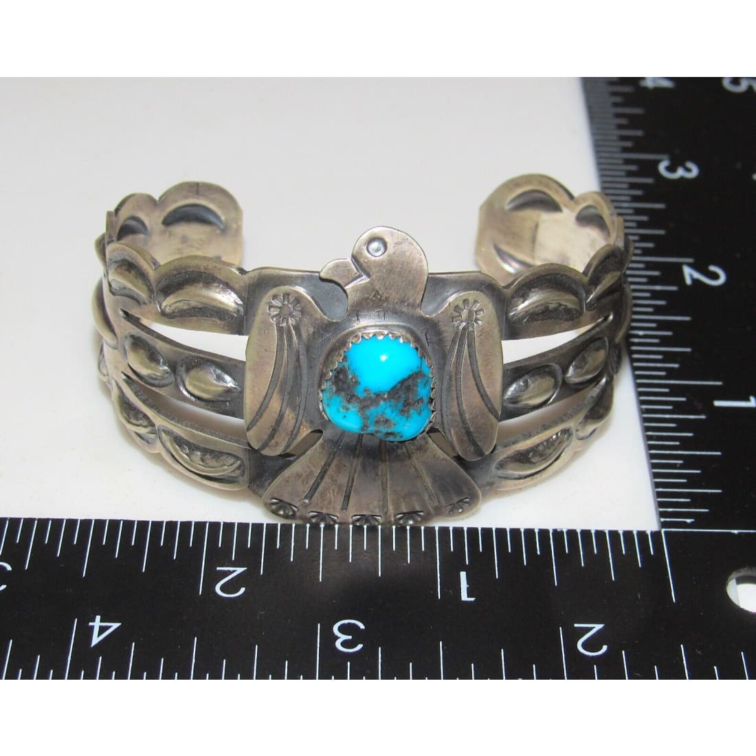 Navajo Thunderbird Cuff Bracelet Sterling Silver Kingman 