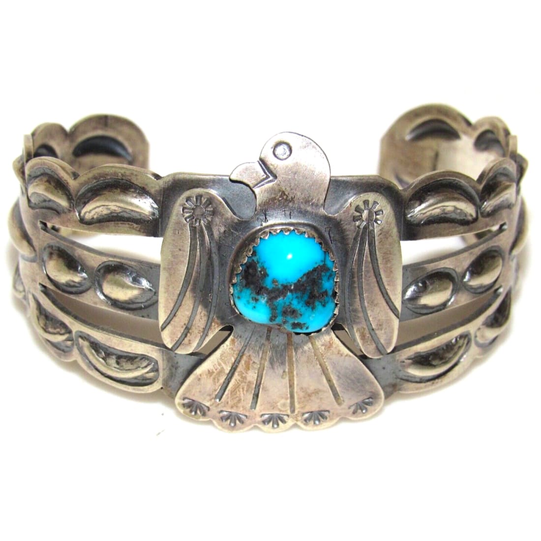 Navajo Thunderbird Cuff Bracelet Sterling Silver Kingman 