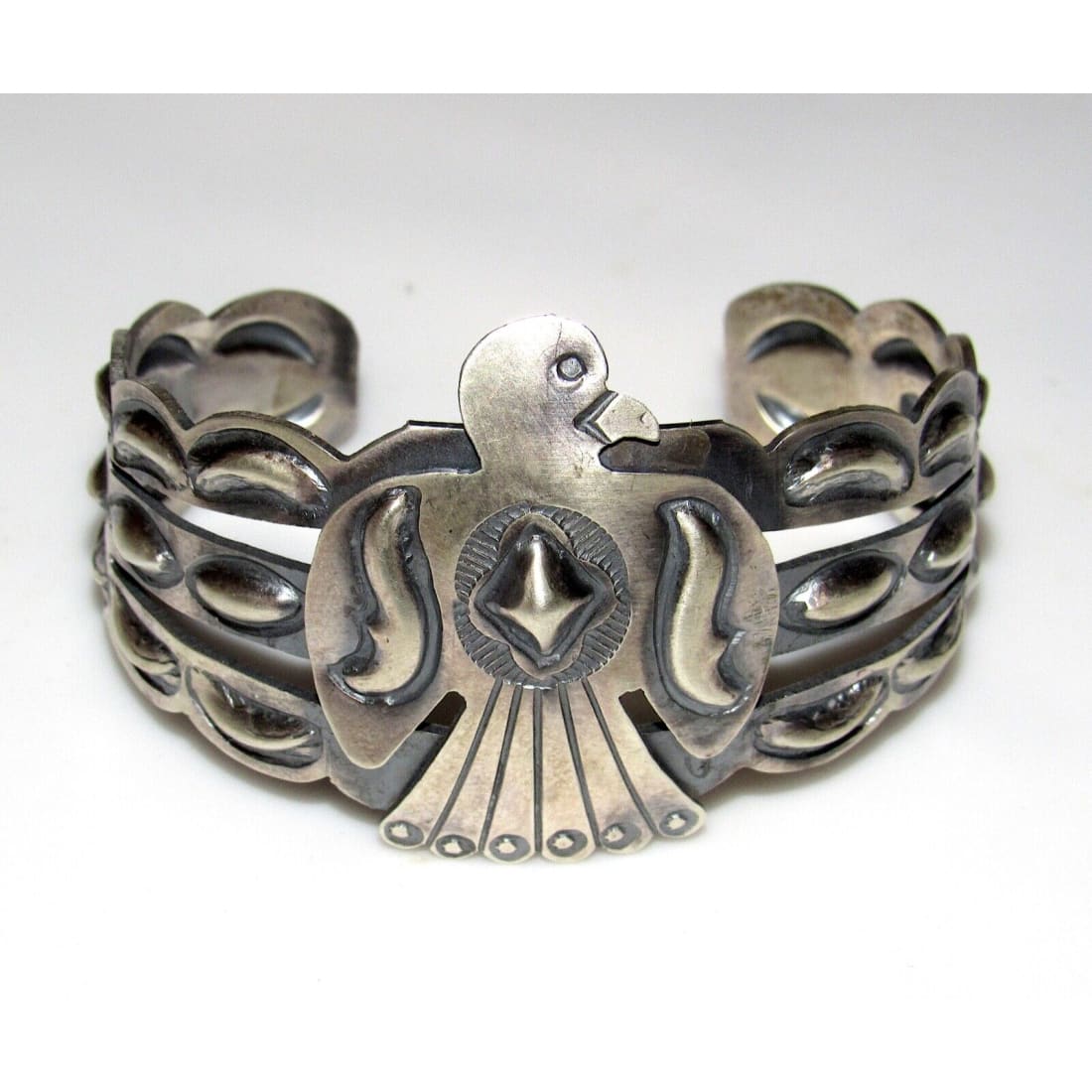 Navajo Thunderbird Cuff Bracelet Sterling Silver Native 