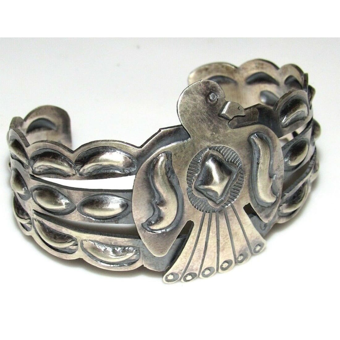 Navajo Thunderbird Cuff Bracelet Sterling Silver Native 