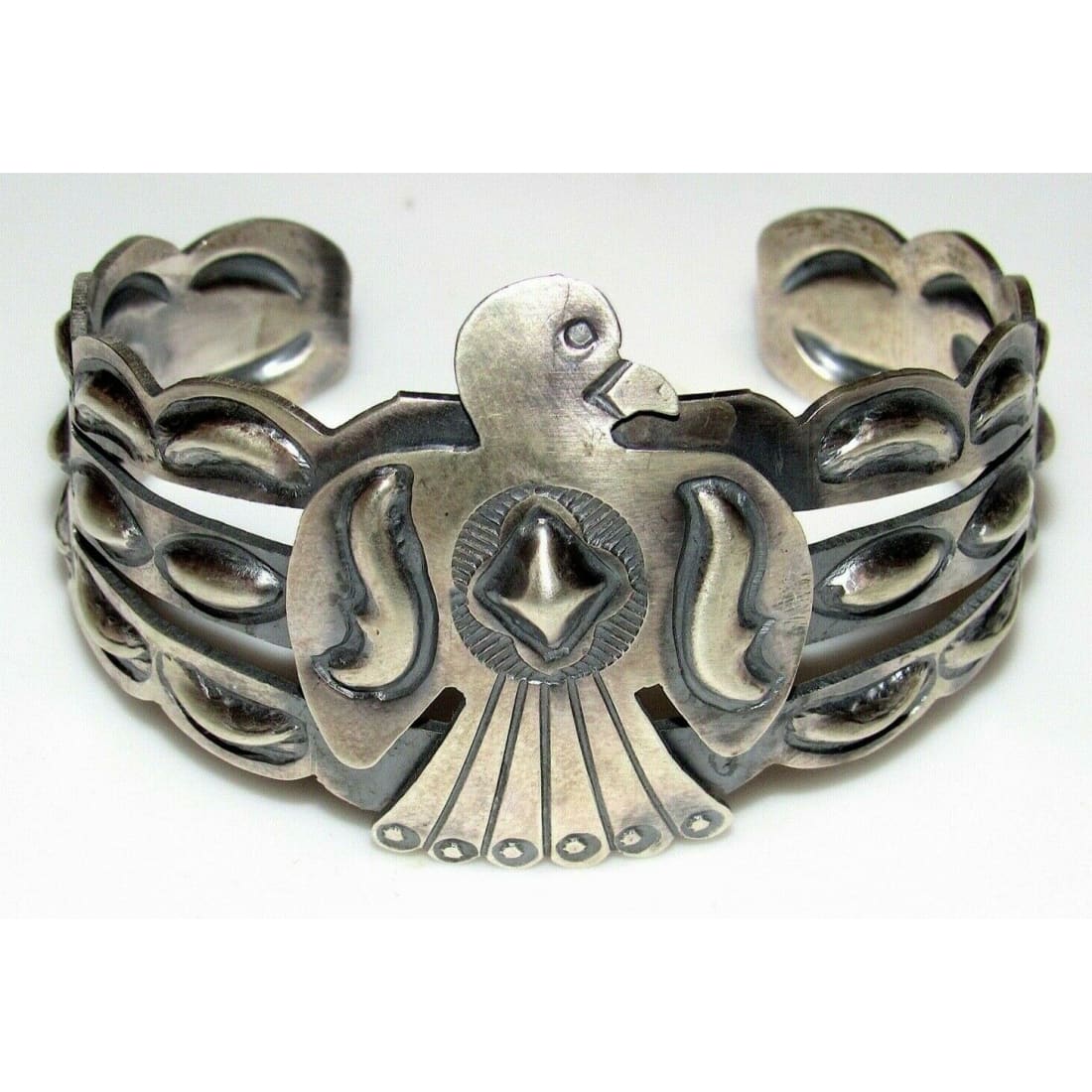Navajo Thunderbird Cuff Bracelet Sterling Silver Native 