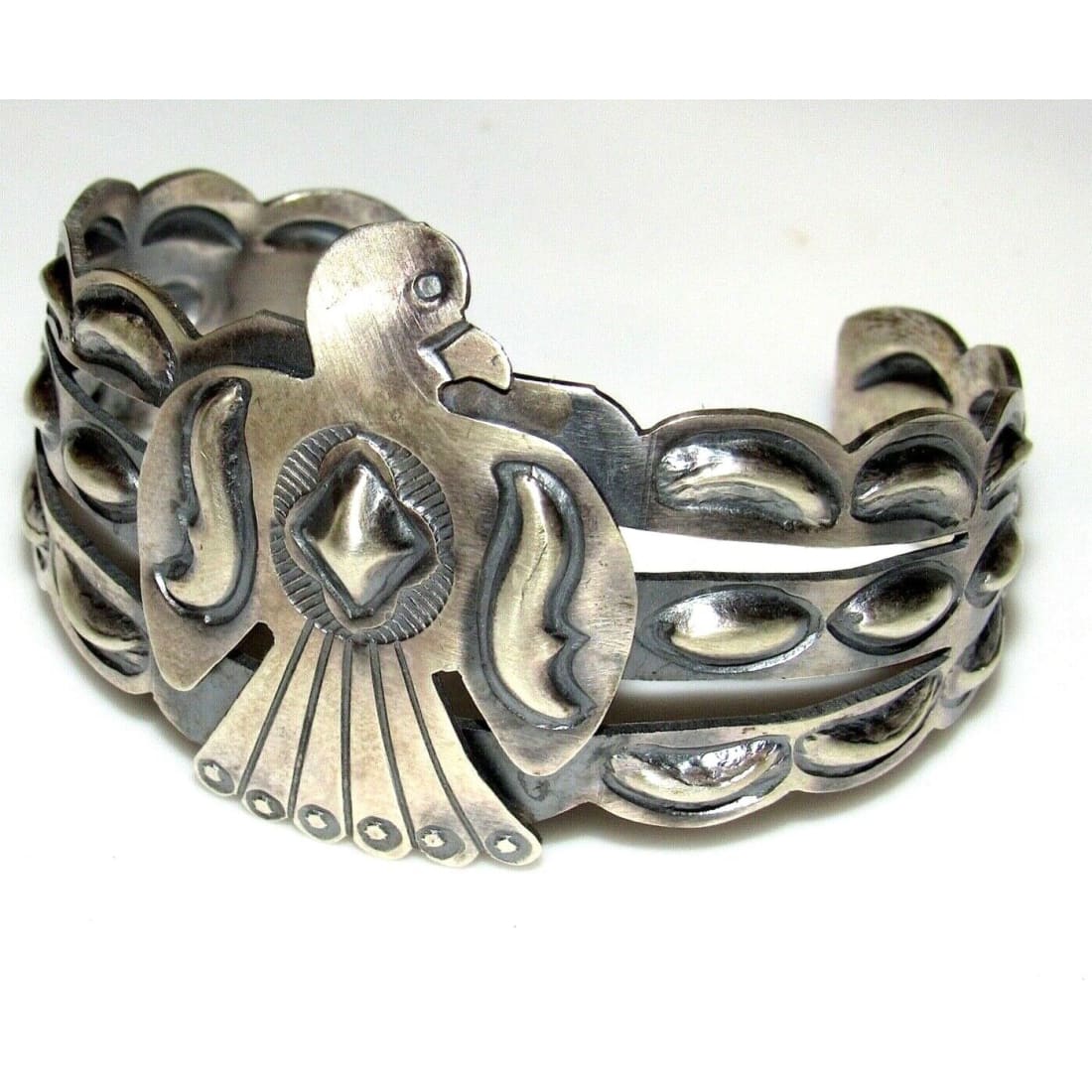 Navajo Thunderbird Cuff Bracelet Sterling Silver Native 