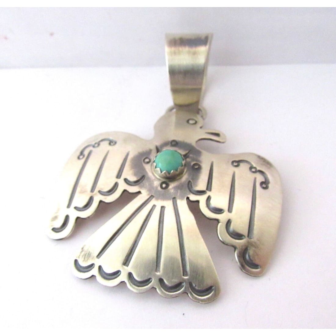 Navajo Thunderbird Pendant Sterling Silver Royston Turquoise