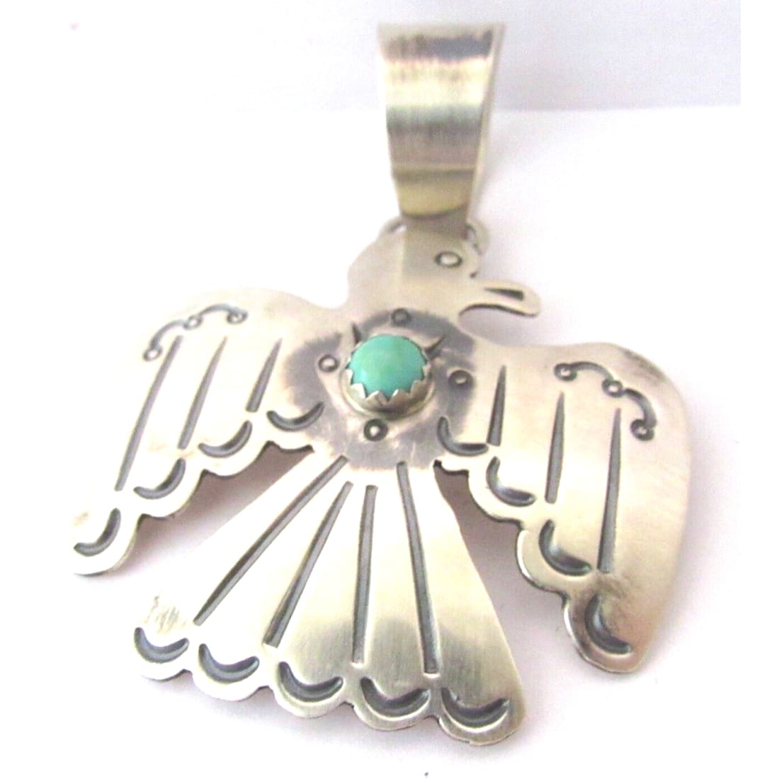 Navajo Thunderbird Pendant Sterling Silver Royston Turquoise