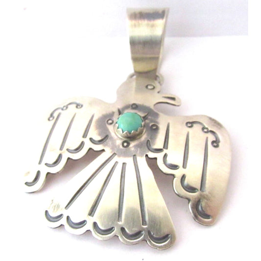 Navajo Thunderbird Pendant Sterling Silver Royston Turquoise