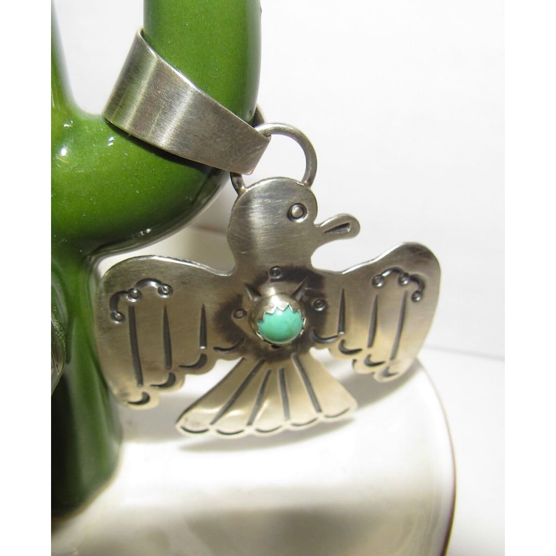 Navajo Thunderbird Pendant Sterling Silver Royston Turquoise