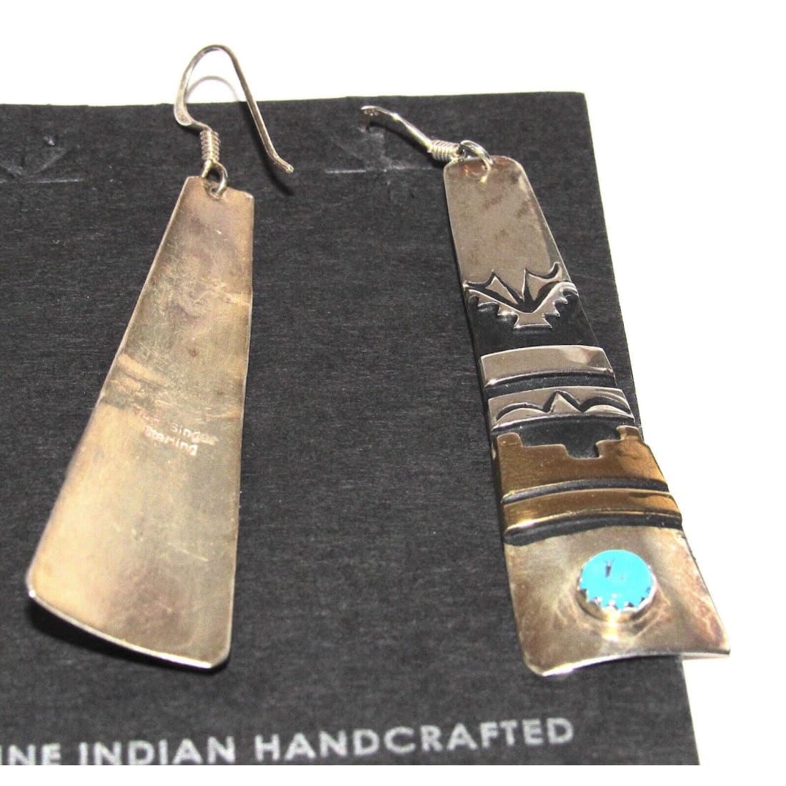 Navajo Tommy Singer Earrings Dangle Sterling 12K Gold