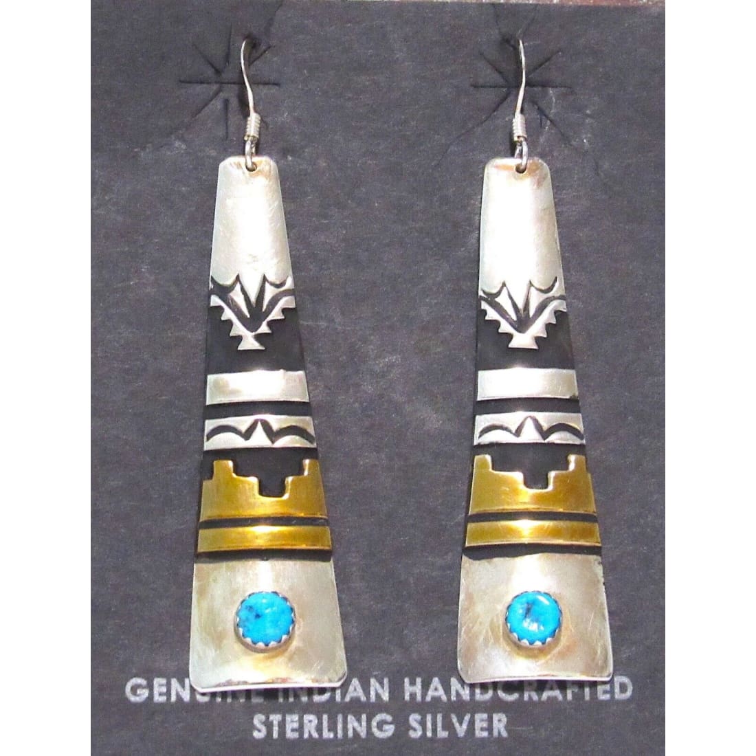 Navajo Tommy Singer Earrings Dangle Sterling 12K Gold