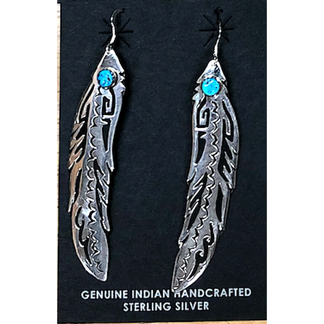 Navajo Tommy Singer Earrings Feather Design Sterling