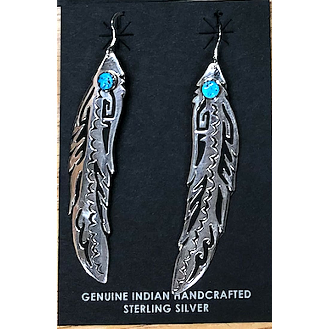Navajo Tommy Singer Earrings Feather Design Sterling