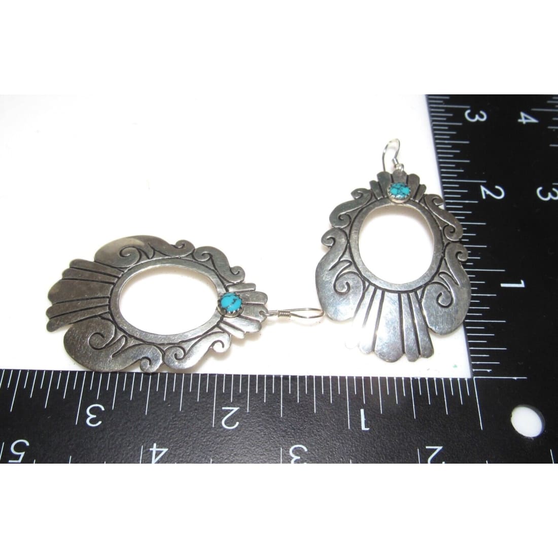 Navajo Tommy Singer Earrings Sterling Silver Turquoise Concho Earrings Signed Native American