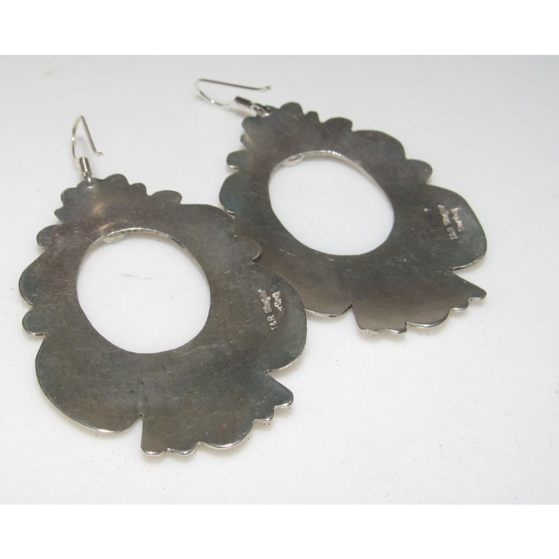 Navajo Tommy Singer Earrings Sterling Silver Turquoise Concho Earrings Signed Native American