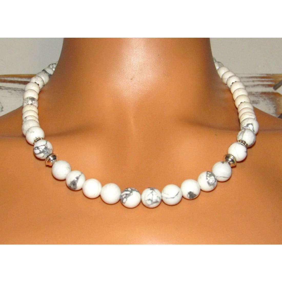 Navajo Tommy Singer White Buffalo Heishi Necklace Sterling
