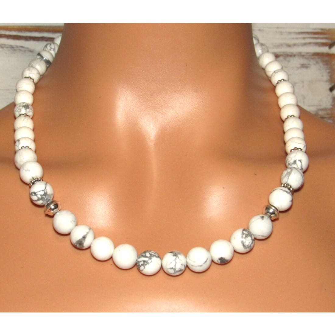 Navajo Tommy Singer White Buffalo Heishi Necklace Sterling