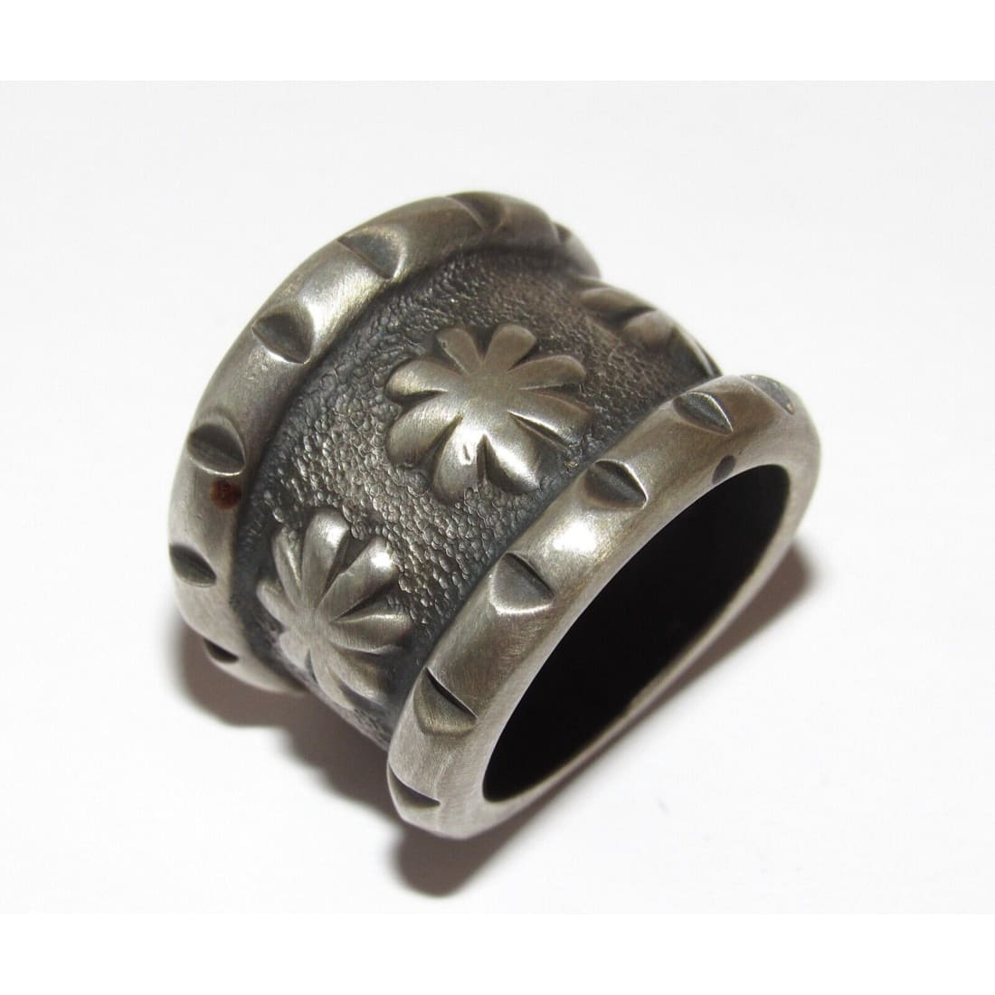 Navajo Tufa Cast Band Ring Size 8 Sterling Silver by Monty