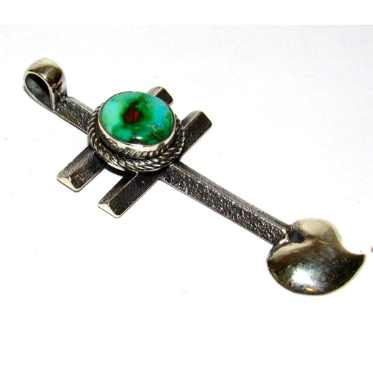 Navajo Tufa Cast Dragonfly Cross Pendant Sonoran Gold