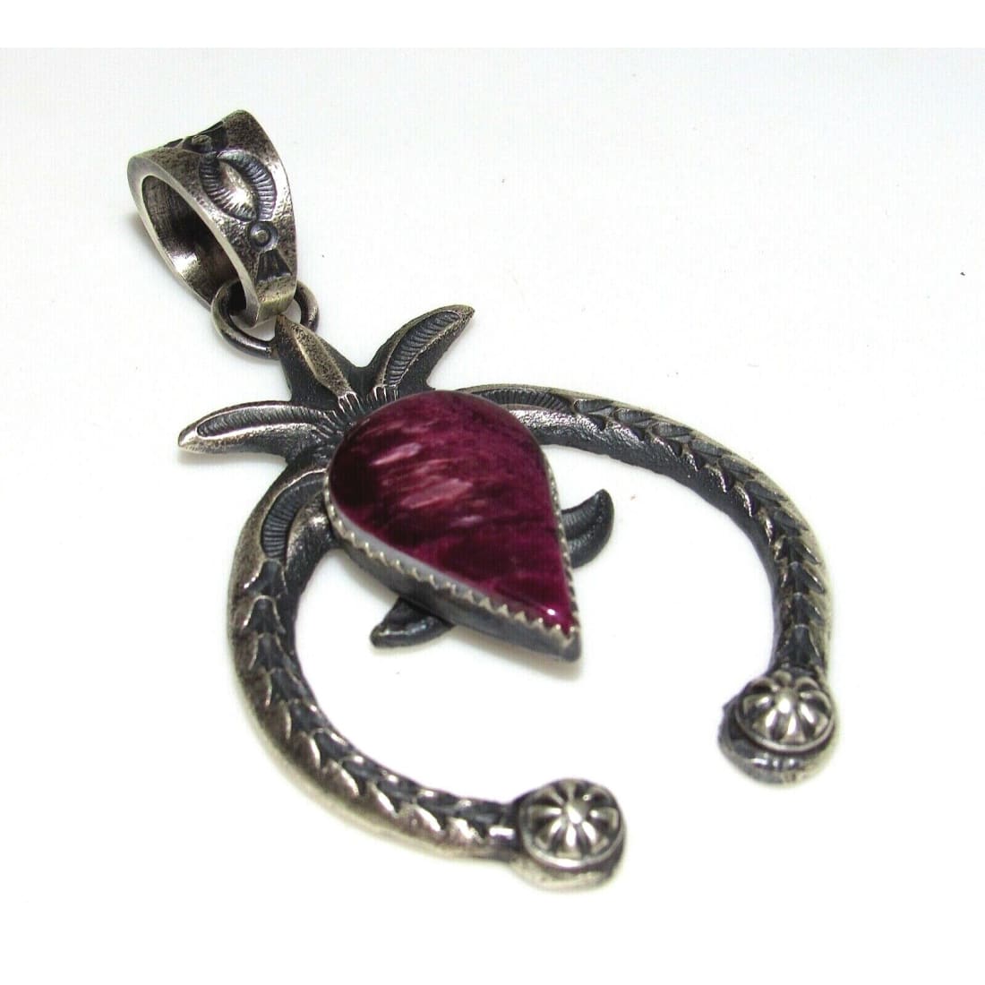 Navajo Tufa Cast Sterling Silver Purple Spiny Naja Pendant Kevin Billah Navajo Pendant