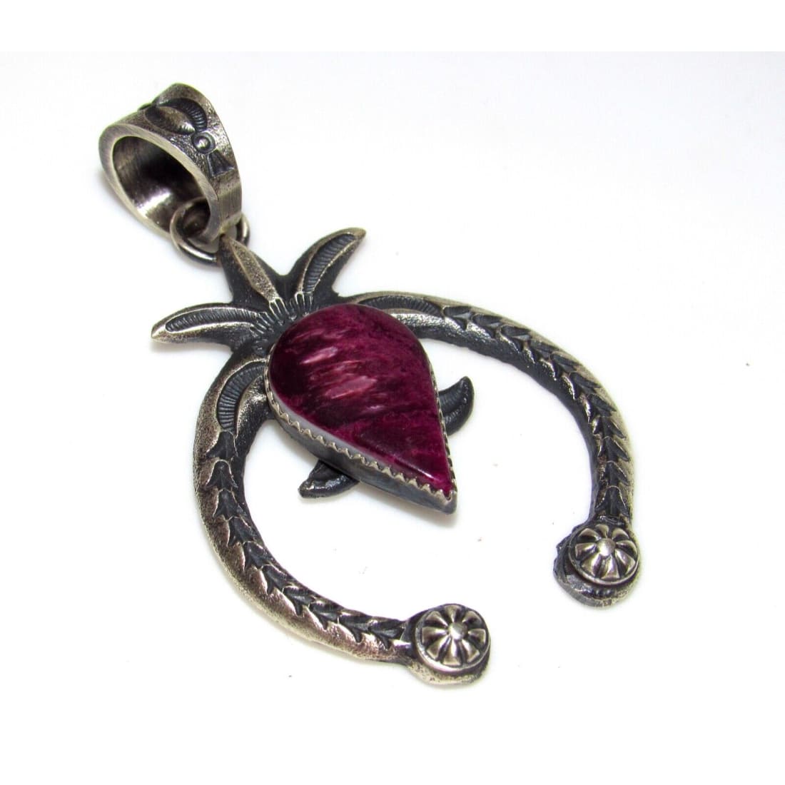 Navajo Tufa Cast Sterling Silver Purple Spiny Naja Pendant Kevin Billah Navajo Pendant