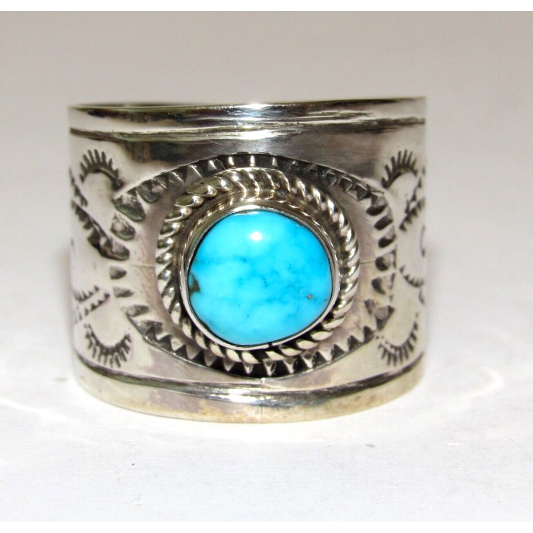 Navajo Turquoise Band Ingot Ring Size 9 Sterling Silver