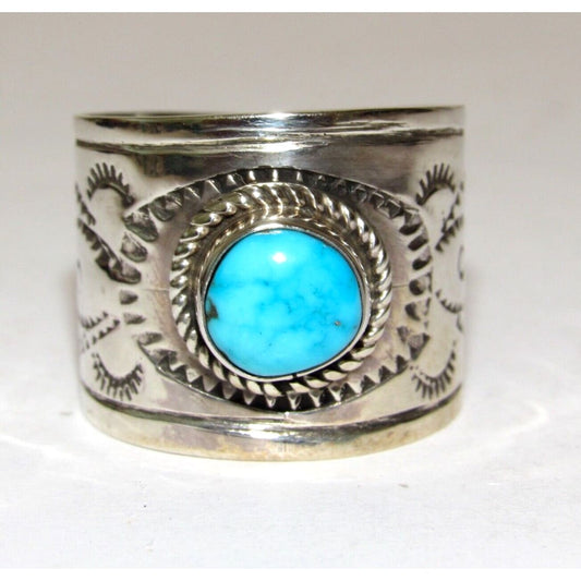 Navajo Turquoise Band Ingot Ring Size 9 Sterling Silver