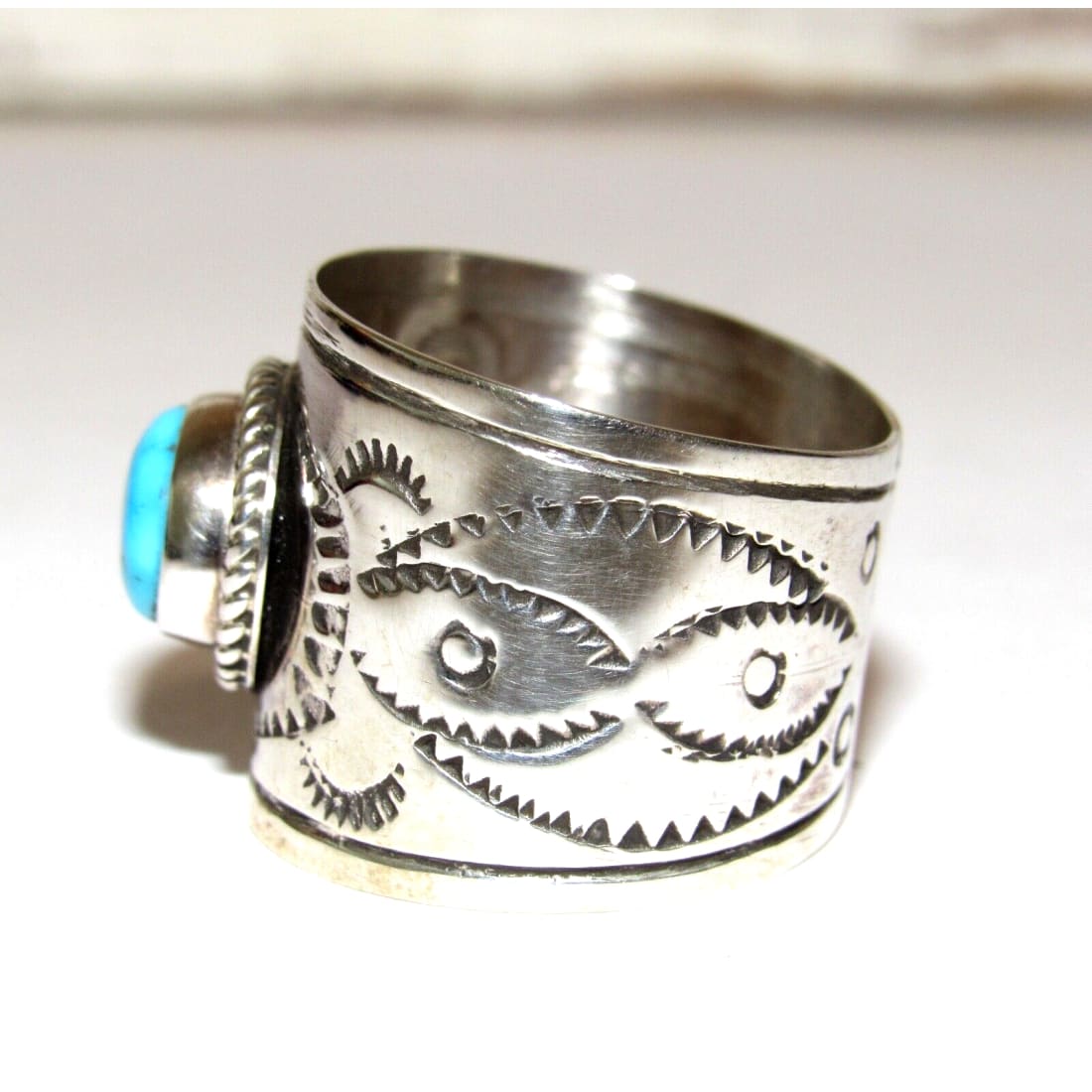Navajo Turquoise Band Ingot Ring Size 9 Sterling Silver