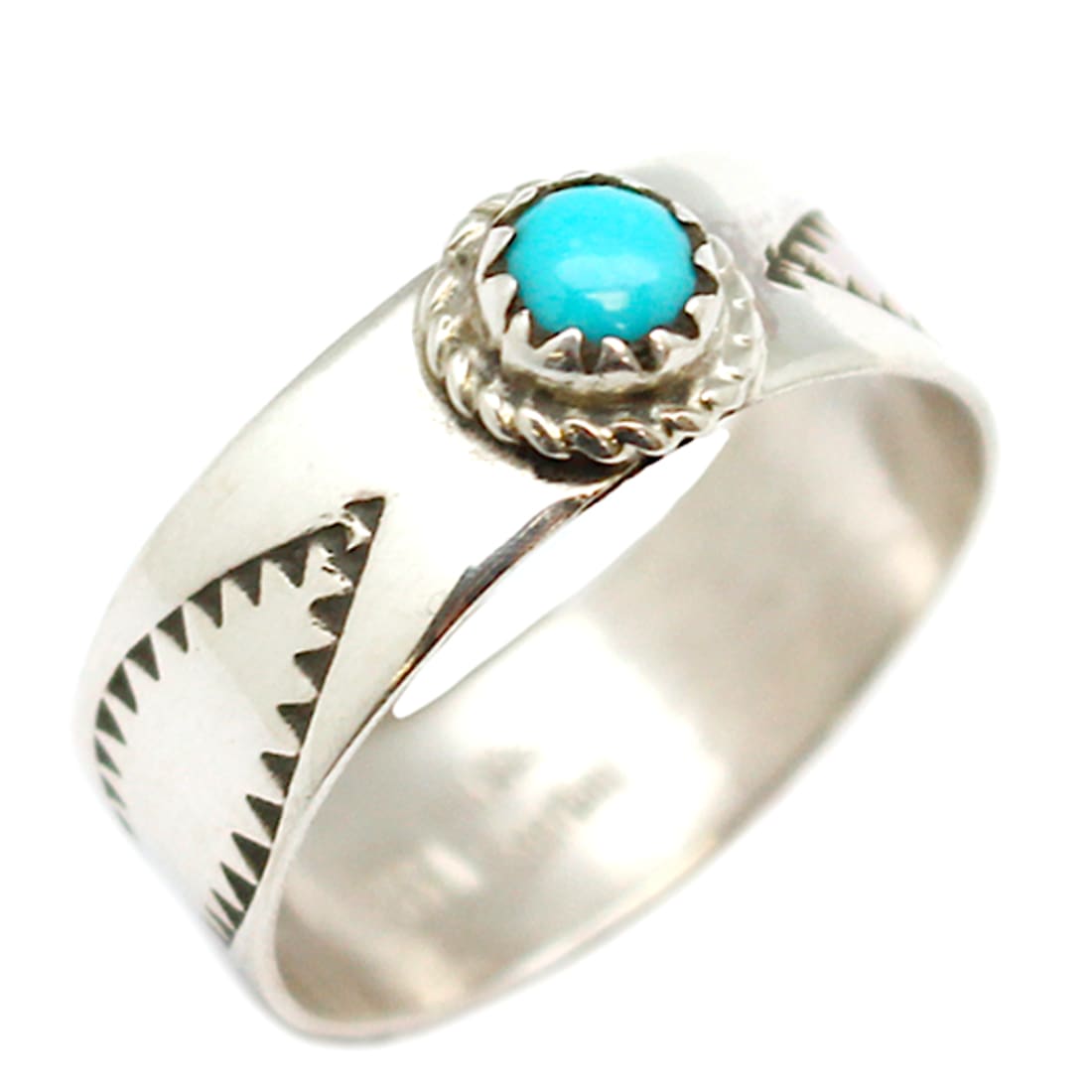 Navajo Turquoise Band Thumb Ring Size 10 Sterling Silver