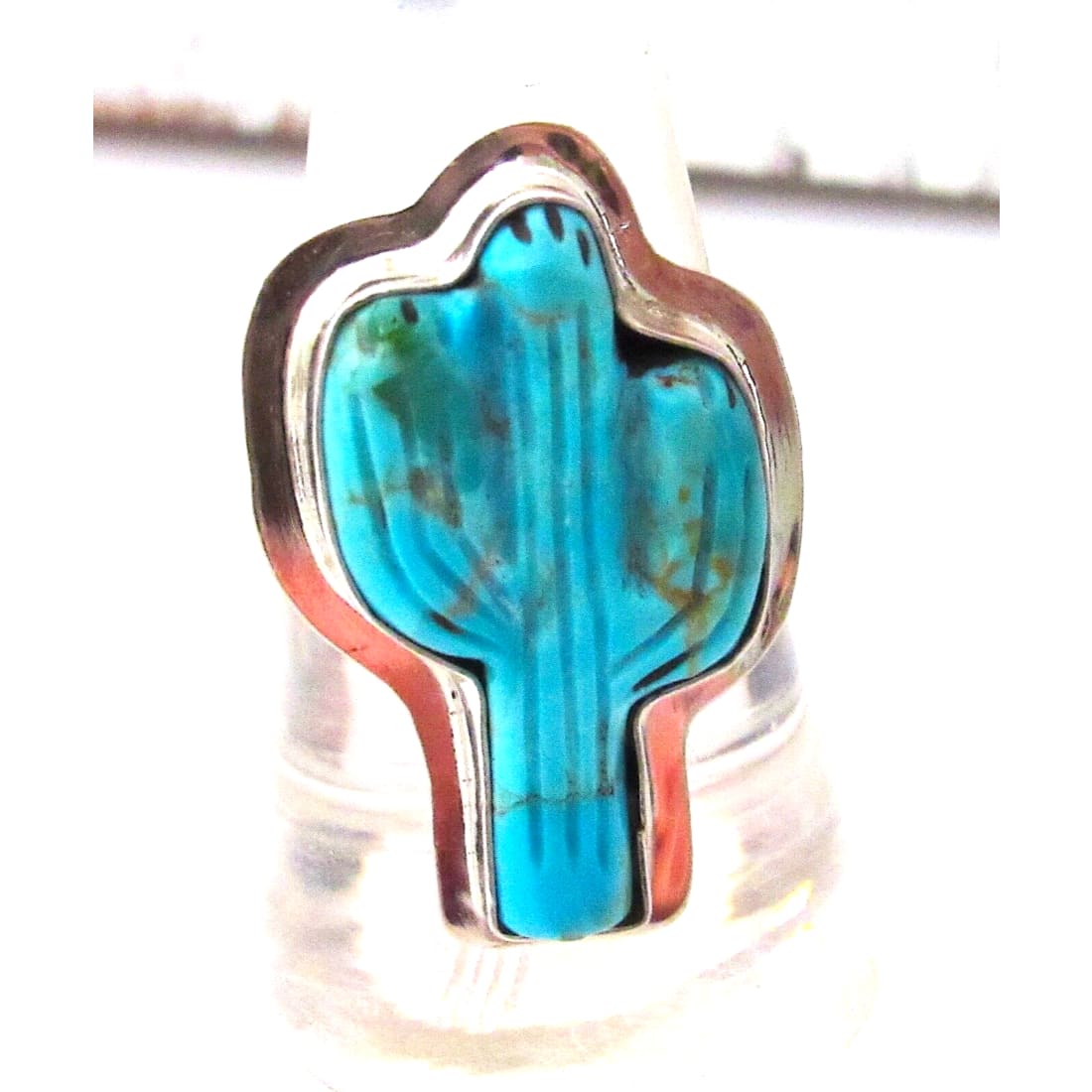 Navajo Turquoise Cactus Ring Size 9 Sterling Silver Native 