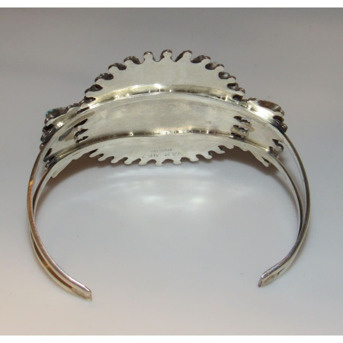 Navajo Turquoise Cluster Cuff Bracelet Sterling Silver 