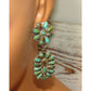 Navajo Turquoise Cluster Dangle Earrings Sterling Silver