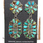 Navajo Turquoise Cluster Dangle Earrings Sterling Silver 