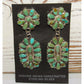 Navajo Turquoise Cluster Dangle Earrings Sterling Silver 