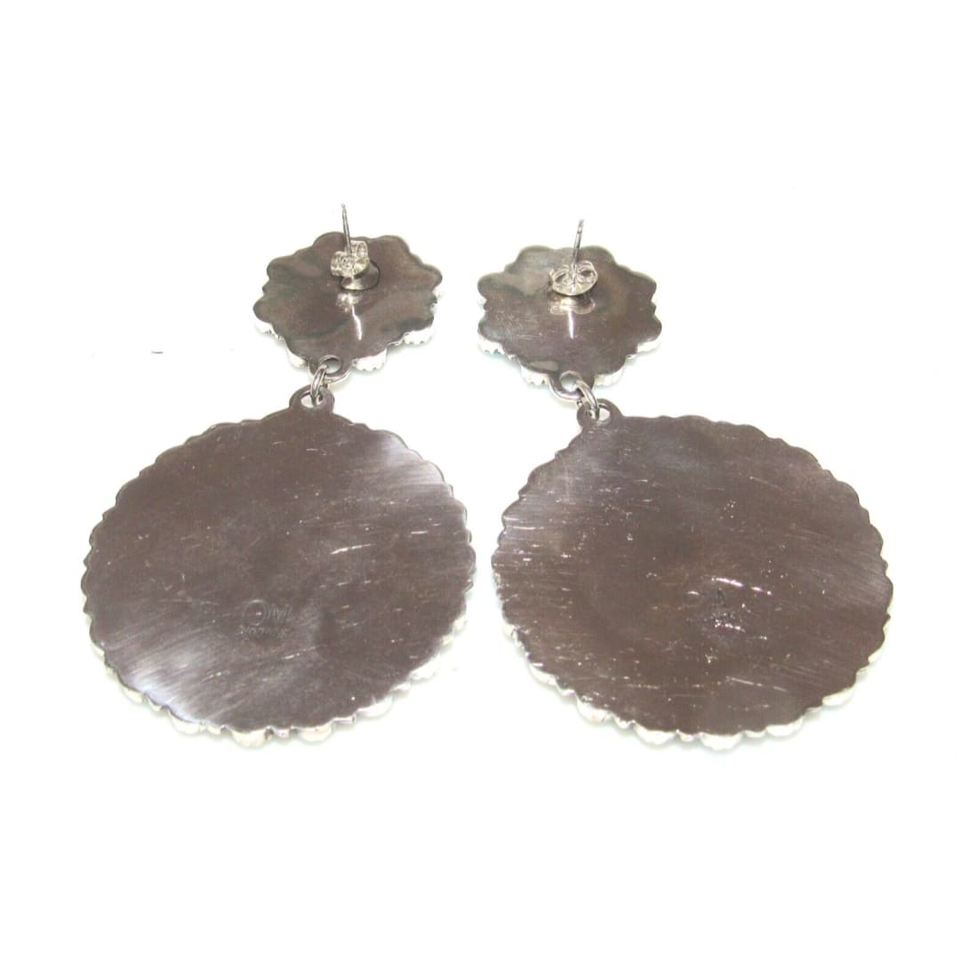 Navajo Turquoise Cluster Dangle Earrings Sterling Silver 