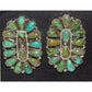 Navajo Turquoise Cluster Earrings Sterling Silver 1.5 Signed