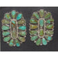 Navajo Turquoise Cluster Earrings Sterling Silver 1.5 Signed