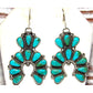 Navajo Turquoise Cluster Naja Dangle Earrings Sterling