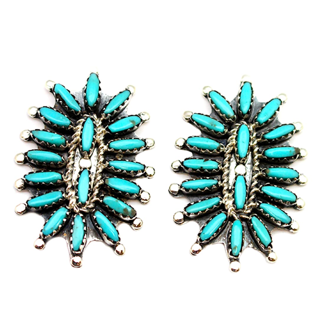 Navajo Turquoise Cluster Post Earrings Sterling Silver