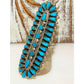 Navajo Turquoise Cluster Statement Ring Sz 7.5 Sterling 
