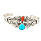 Navajo Turquoise Coral Butterfly Cuff Bracelet Sterling