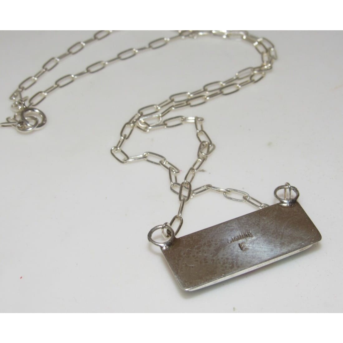 Navajo Turquoise Coral Inlay Bar Necklace Sterling Silver 