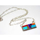 Navajo Turquoise Coral Inlay Bar Necklace Sterling Silver 