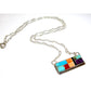 Navajo Turquoise Coral Inlay Bar Necklace Sterling Silver 