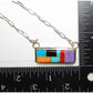 Navajo Turquoise Coral Inlay Bar Necklace Sterling Silver 