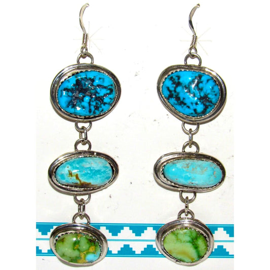 Navajo Turquoise Dangle Earrings Kingman Royston Sonoran 